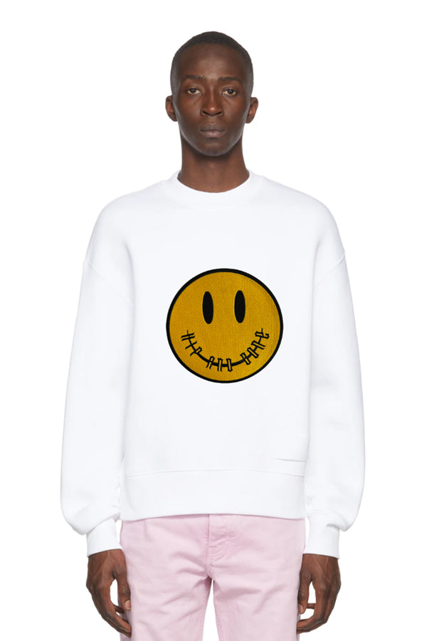 SUDADERA CLÁSICA AMARILLA CON PARCHE DE CARITA SONRIENTE