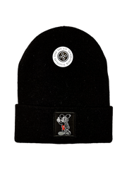 BLACK TWISTED MOUSE ROLL-UP BEANIE