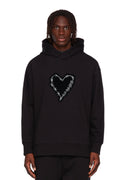 SUDADERA CON CAPUCHA CLÁSICA CON PARCHE DE CORAZÓN DE PÚAS