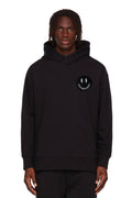 SUDADERA CLÁSICA CON CAPUCHA Y BOLSILLO BORDADO DE CARITA SONRIENTE NEGRA