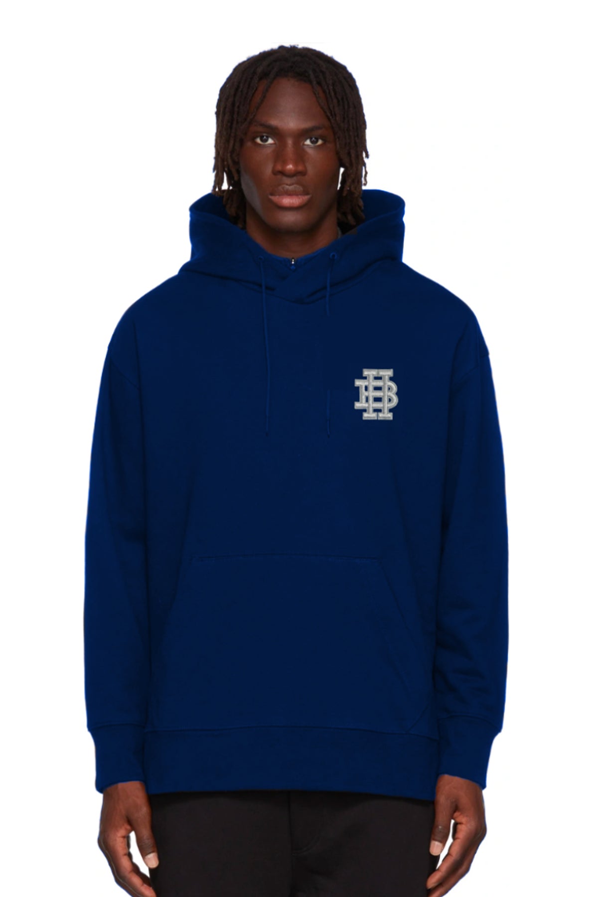 SUDADERA CLÁSICA CON CAPUCHA Y PARCHE DE LOGOTIPO MONOGRAMA GRIS