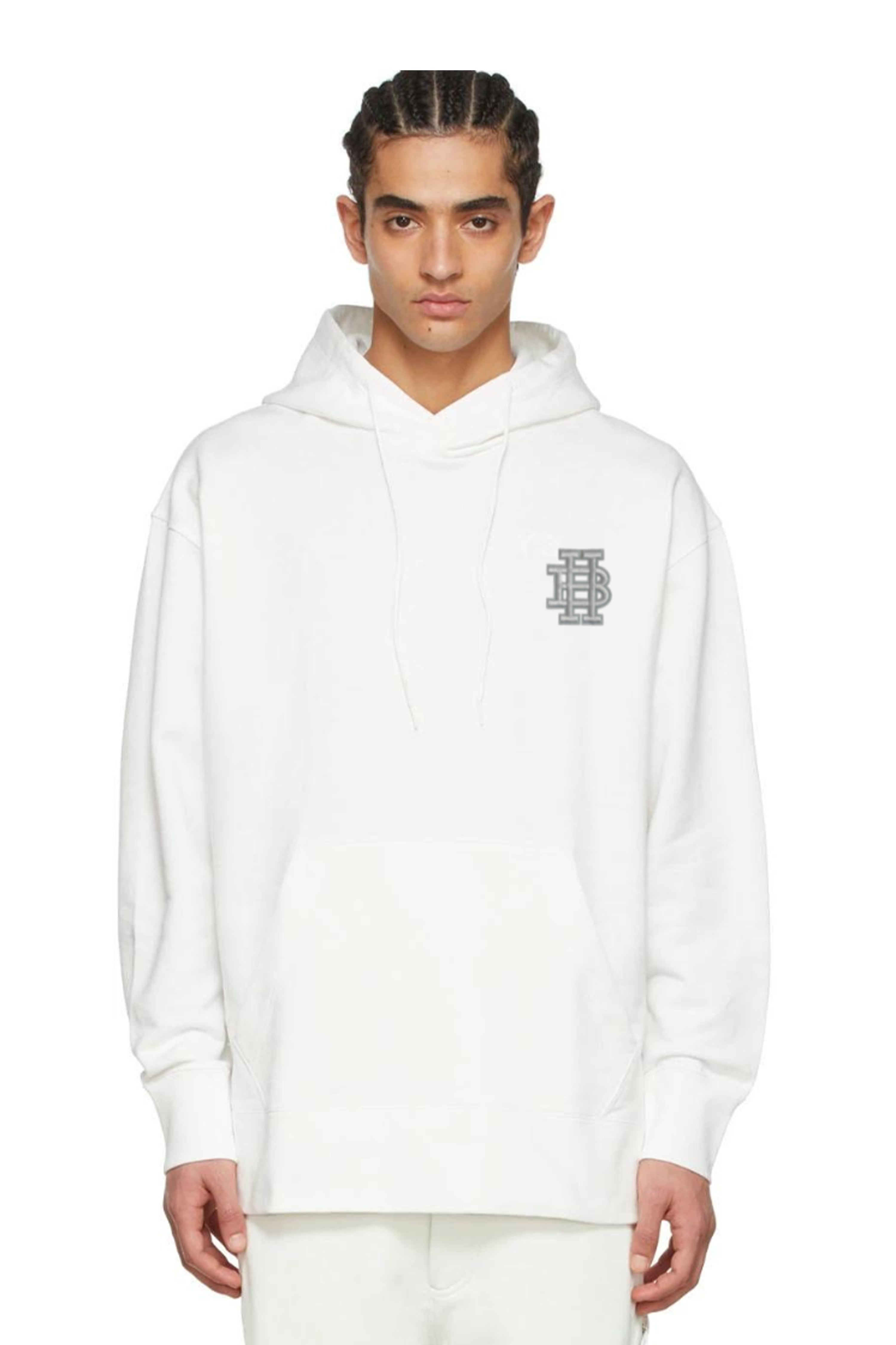 GREY MONOGRAM LOGO PATCH CLASSIC HOODIE