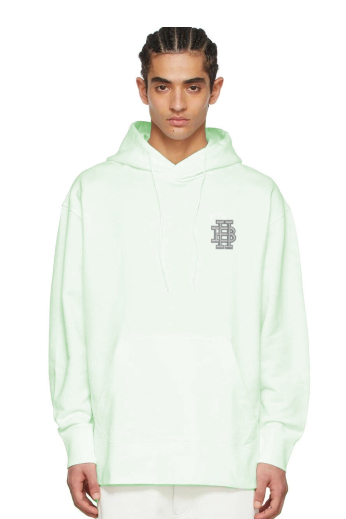SUDADERA CLÁSICA CON CAPUCHA Y PARCHE DE LOGOTIPO MONOGRAMA GRIS