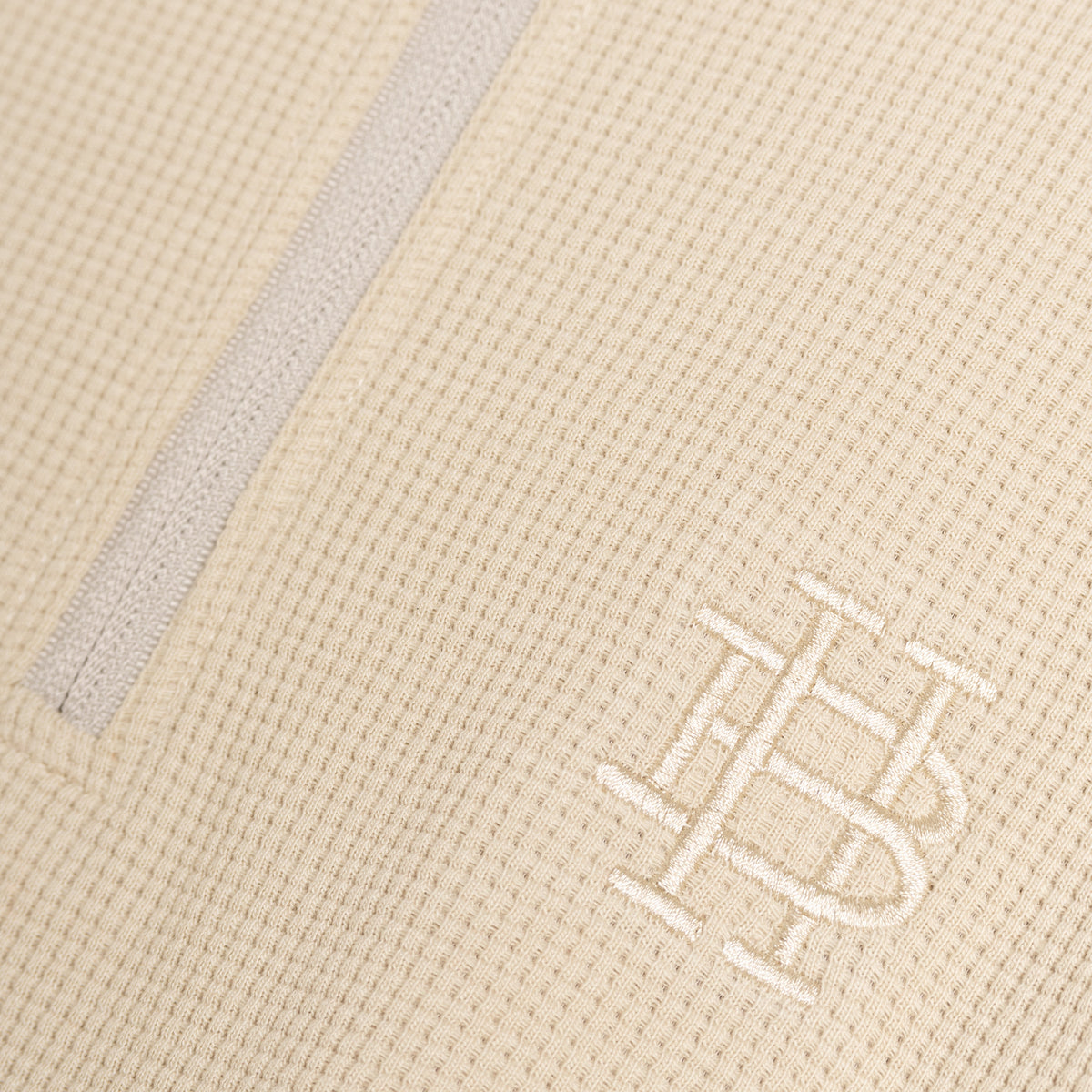 WAFFLE ZIP UP TEE SAND