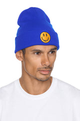 YELLOW SMILEY ROLL-UP BEANIE