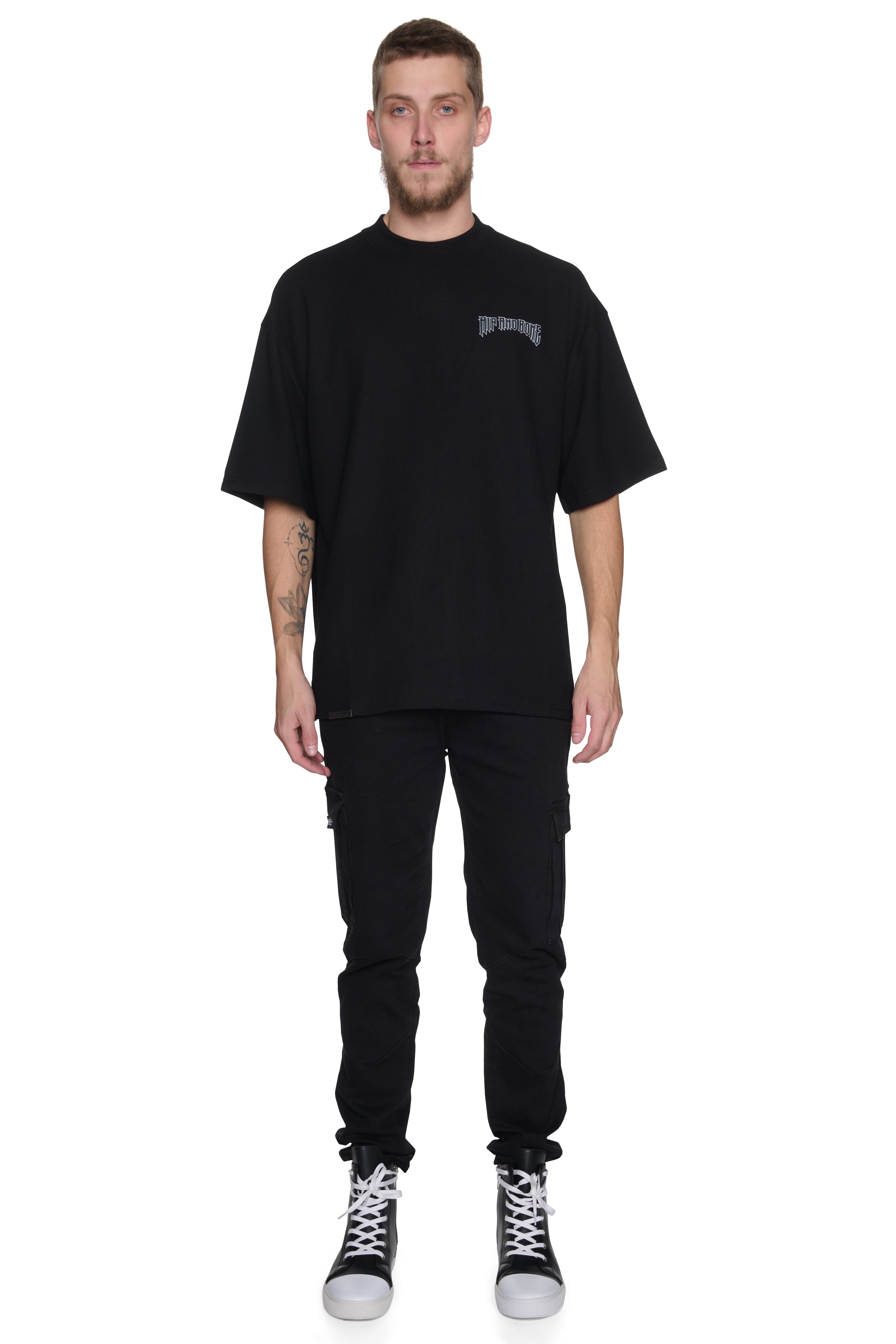 WAFFLE ROCKER LOGO T-SHIRT BLACK