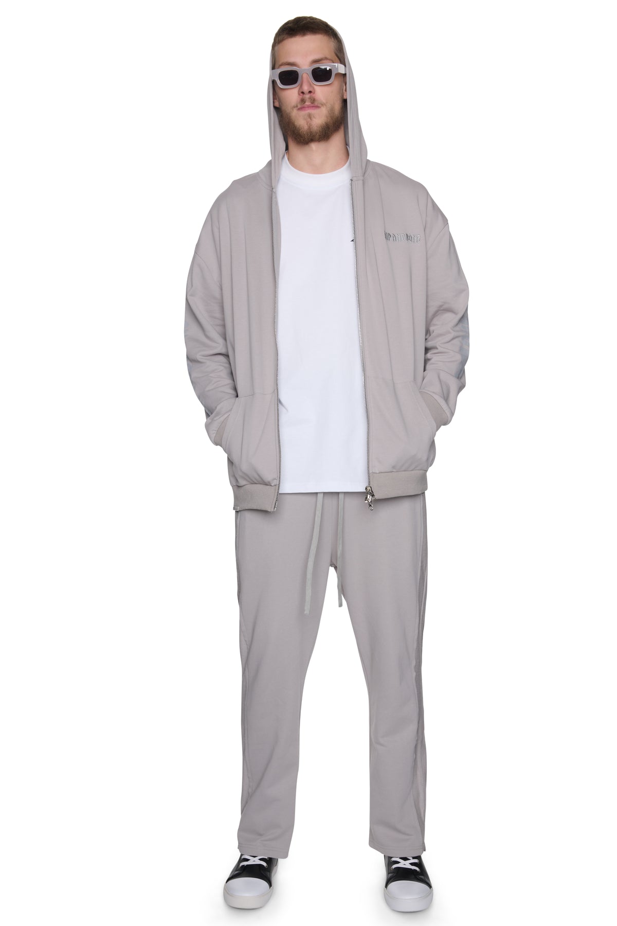 SUDADERA CON CAPUCHA DE ALGODÓN TERRY CON LOGO Y CREMALLERA COMPLETA