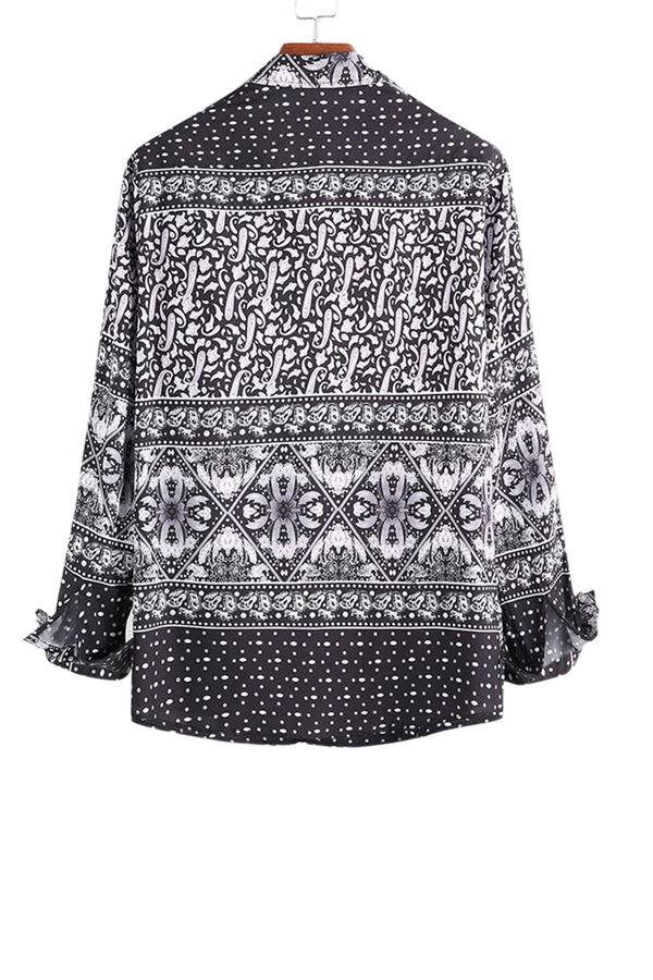 CAMISA DE SEDA CON BOTONES Y ESTAMPADO PAISLEY