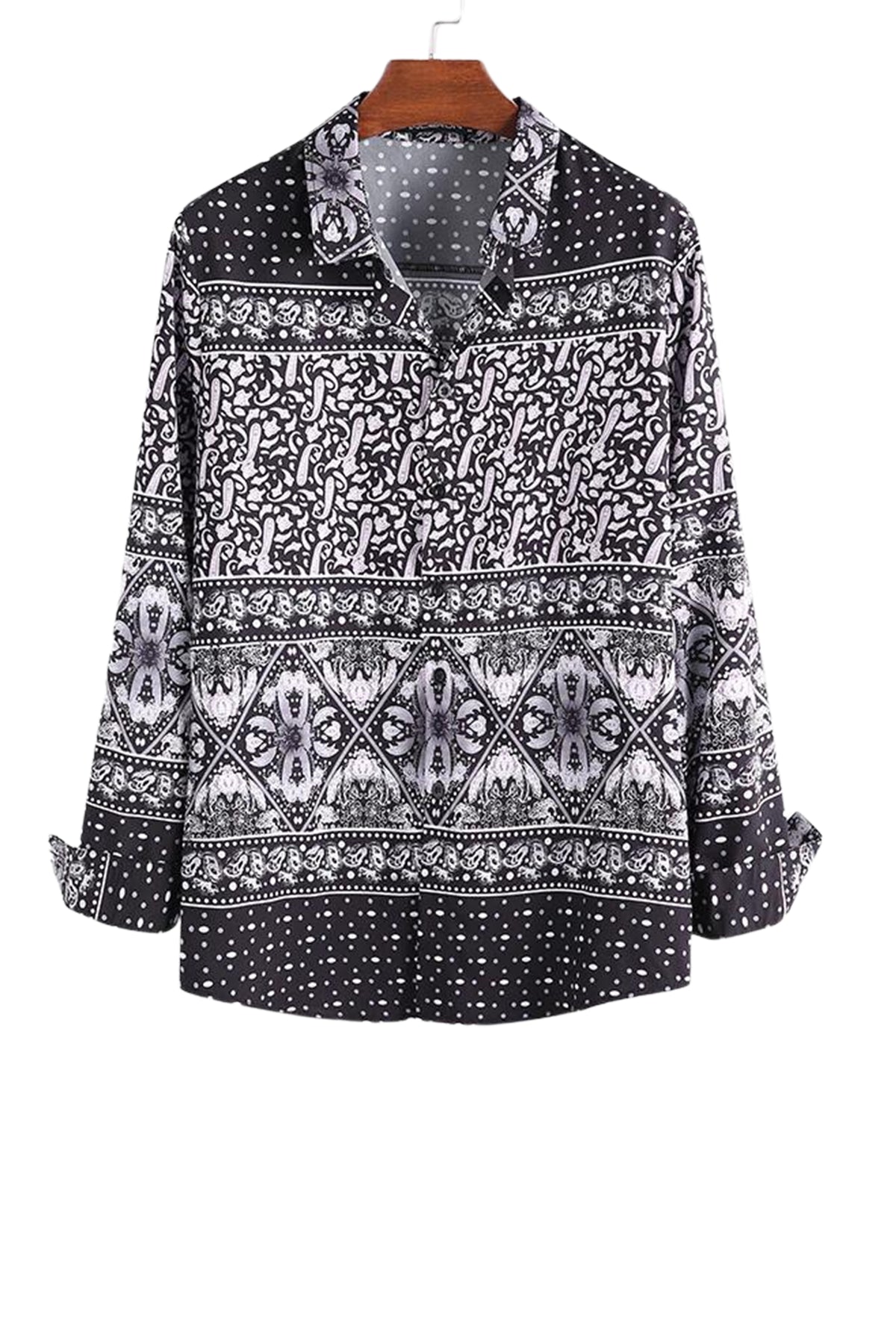 CAMISA DE SEDA CON BOTONES Y ESTAMPADO PAISLEY