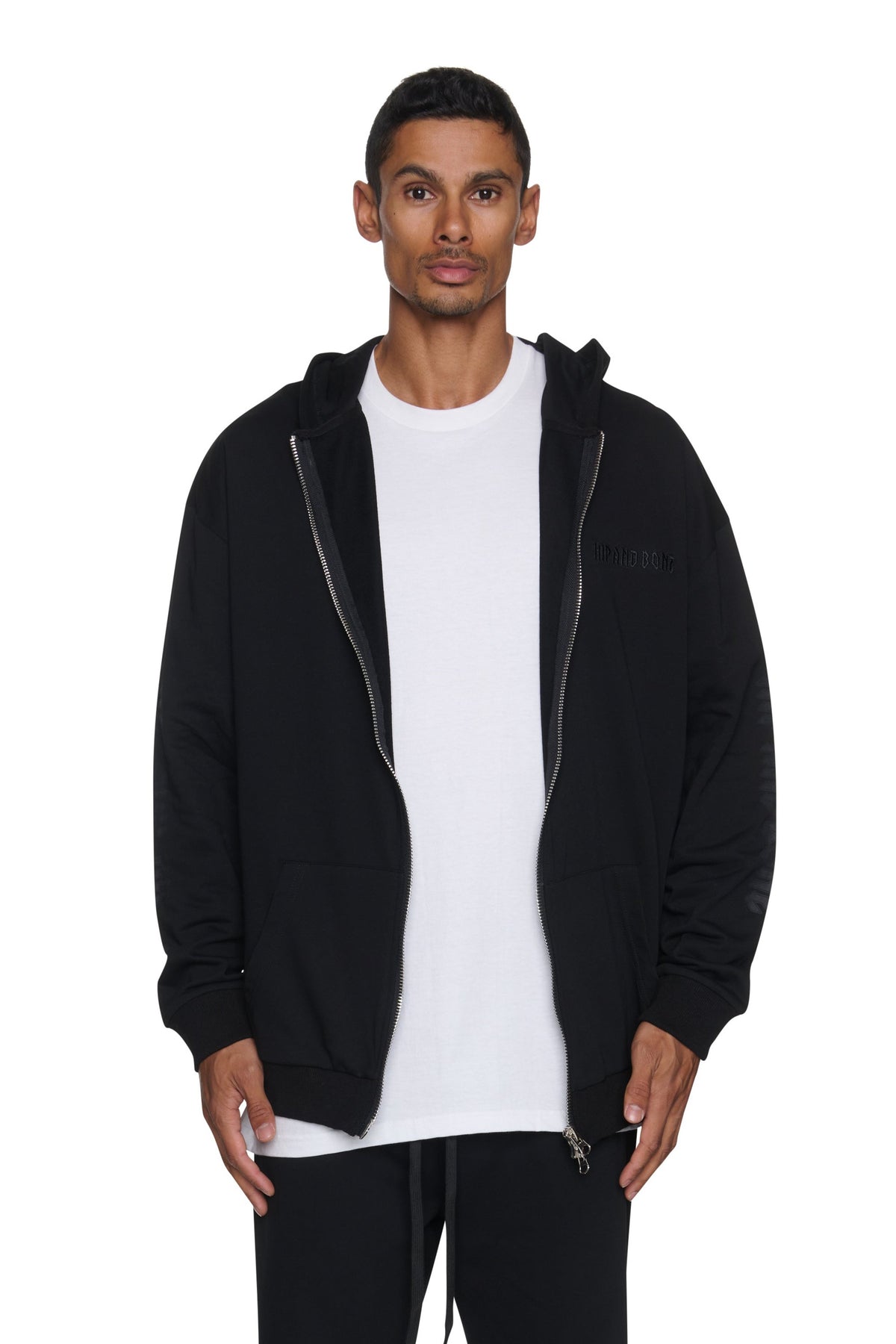 TERRY FULL ZIP LOGO HOODED SWEATER