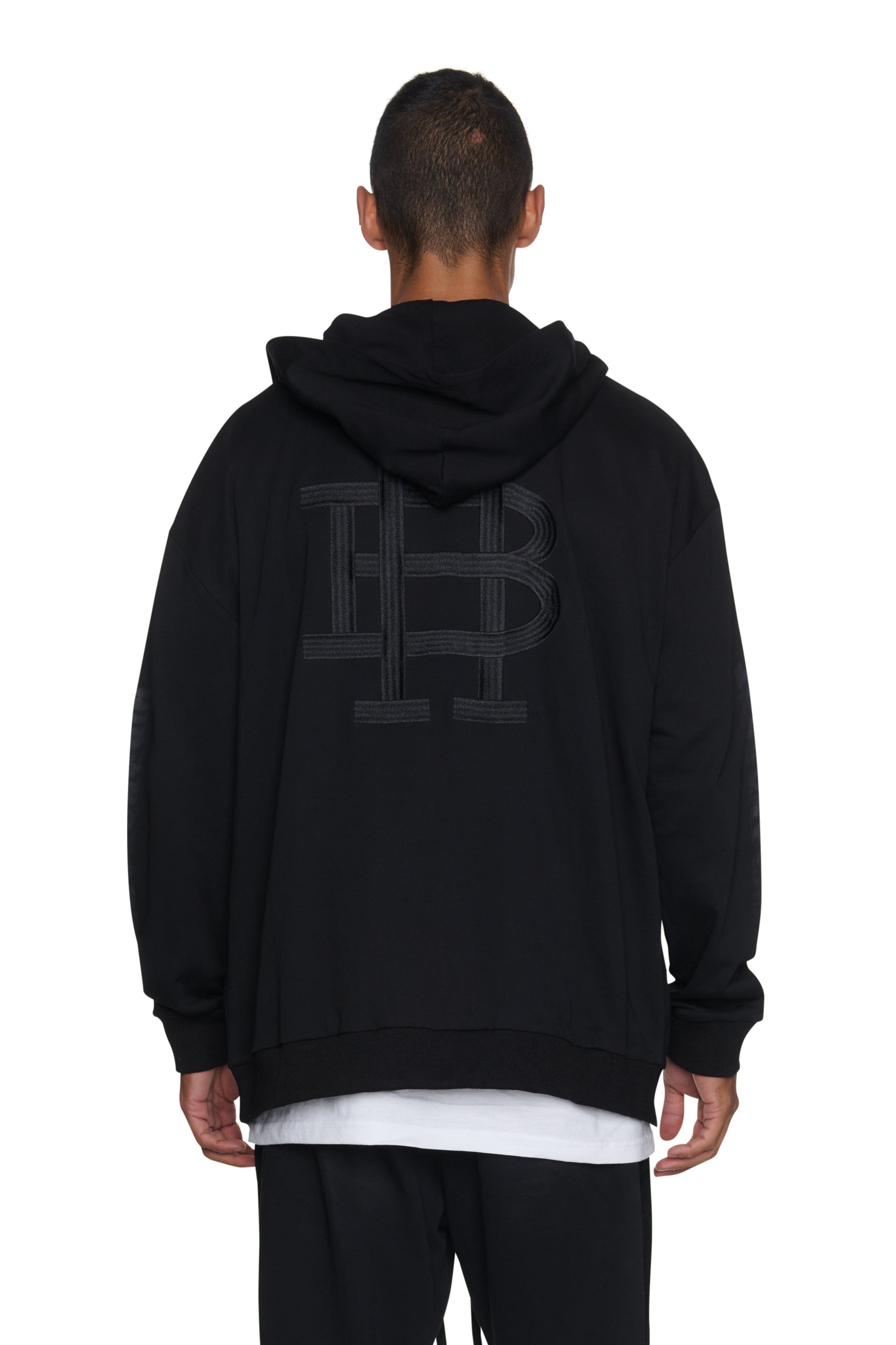 TERRY FULL ZIP LOGO HOODED SWEATER