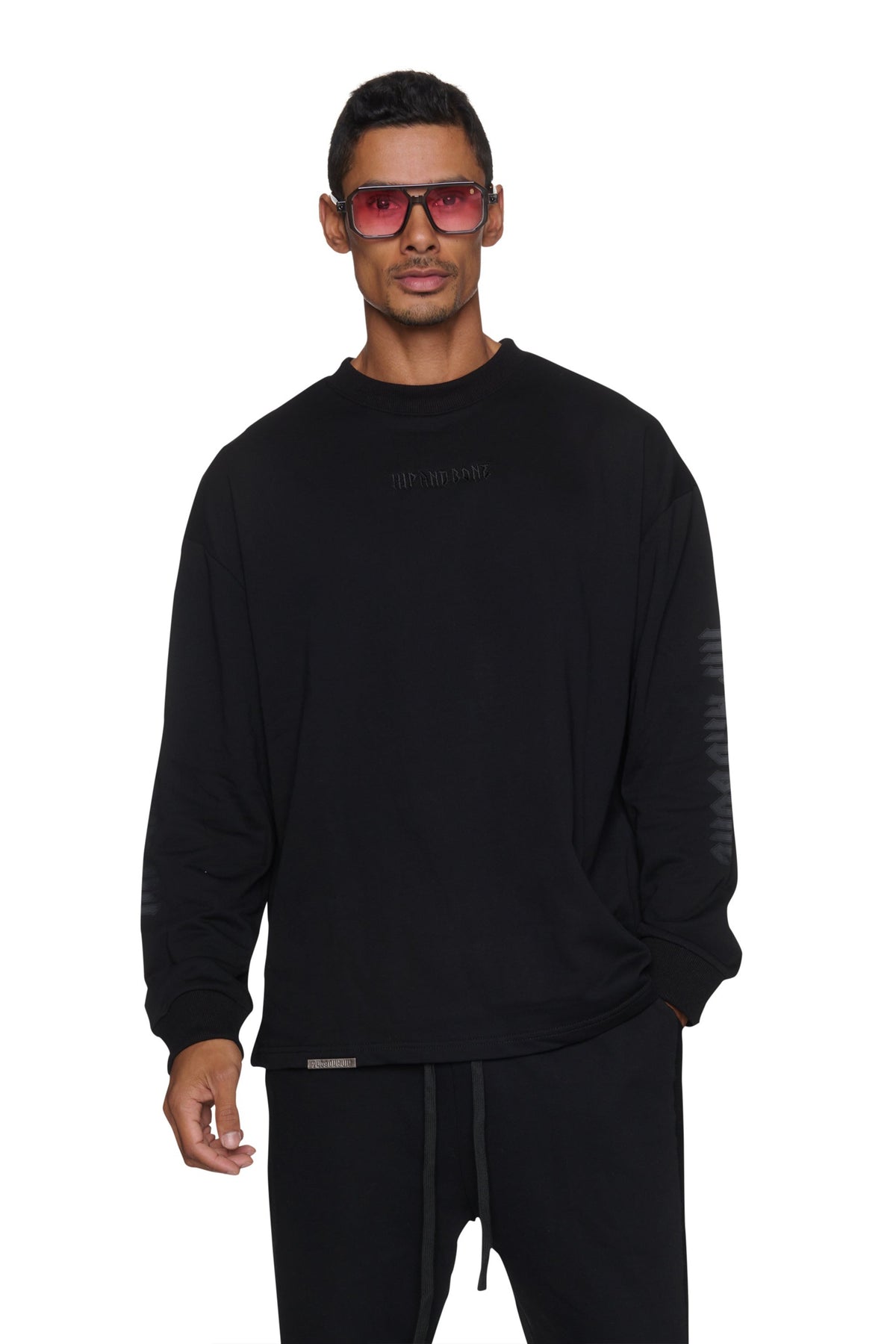 SUDADERA TERRY CON LOGO Y CUELLO REDONDO