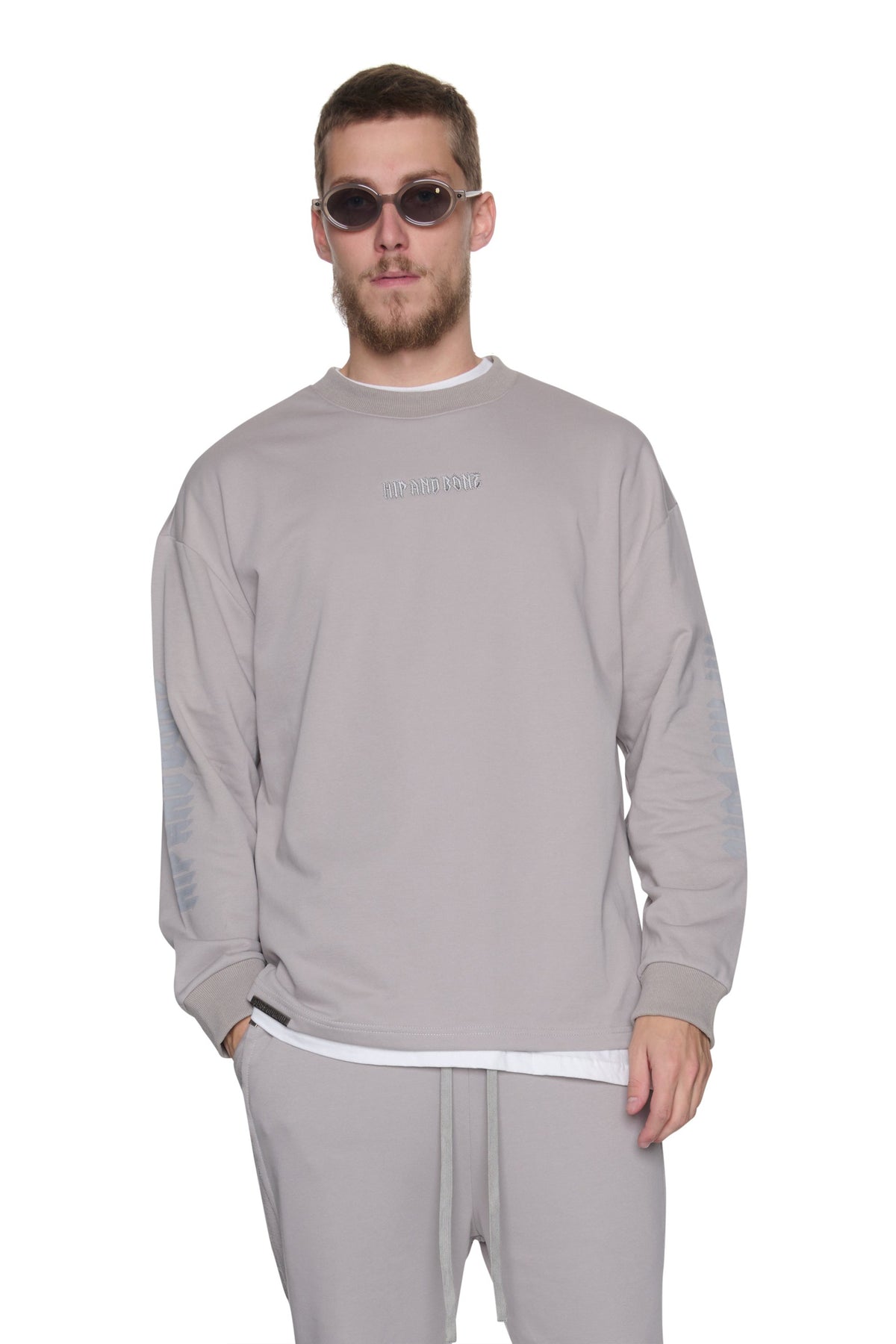 SUDADERA TERRY CON LOGO Y CUELLO REDONDO