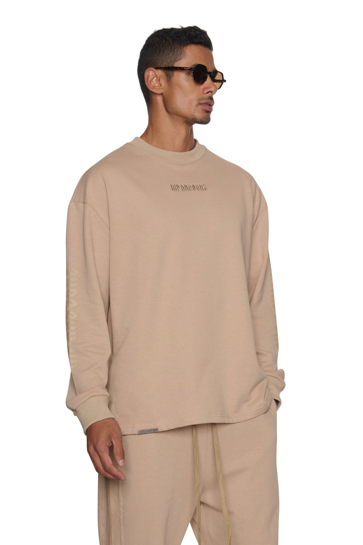 SUDADERA TERRY CON LOGO Y CUELLO REDONDO