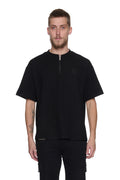 CAMISETA WAFFLE CON CREMALLERA NEGRA