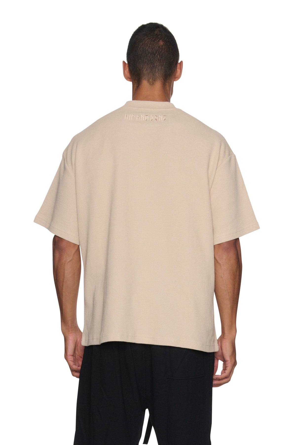 CAMISETA DE WAFFLE CON CREMALLERA COLOR ARENA