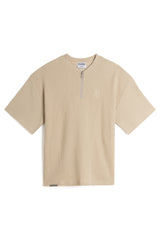 WAFFLE ZIP UP TEE SAND