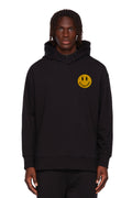SUDADERA CLÁSICA CON CAPUCHA Y BOLSILLO BORDADO DE CARITA SONRIENTE AMARILLA