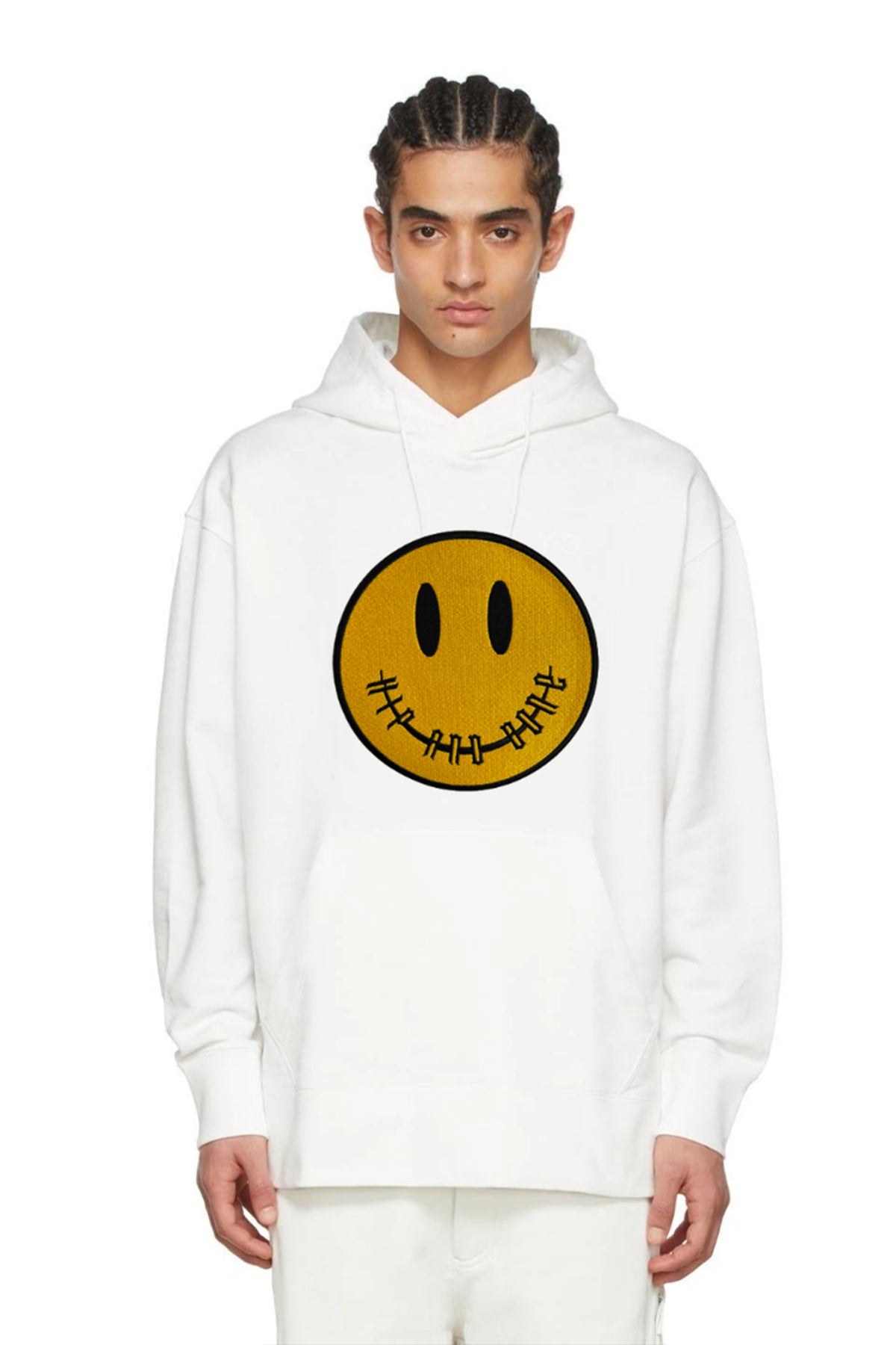 SUDADERA CLÁSICA BORDADA CARITA SONRIENTE AMARILLA
