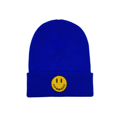YELLOW SMILEY ROLL-UP BEANIE
