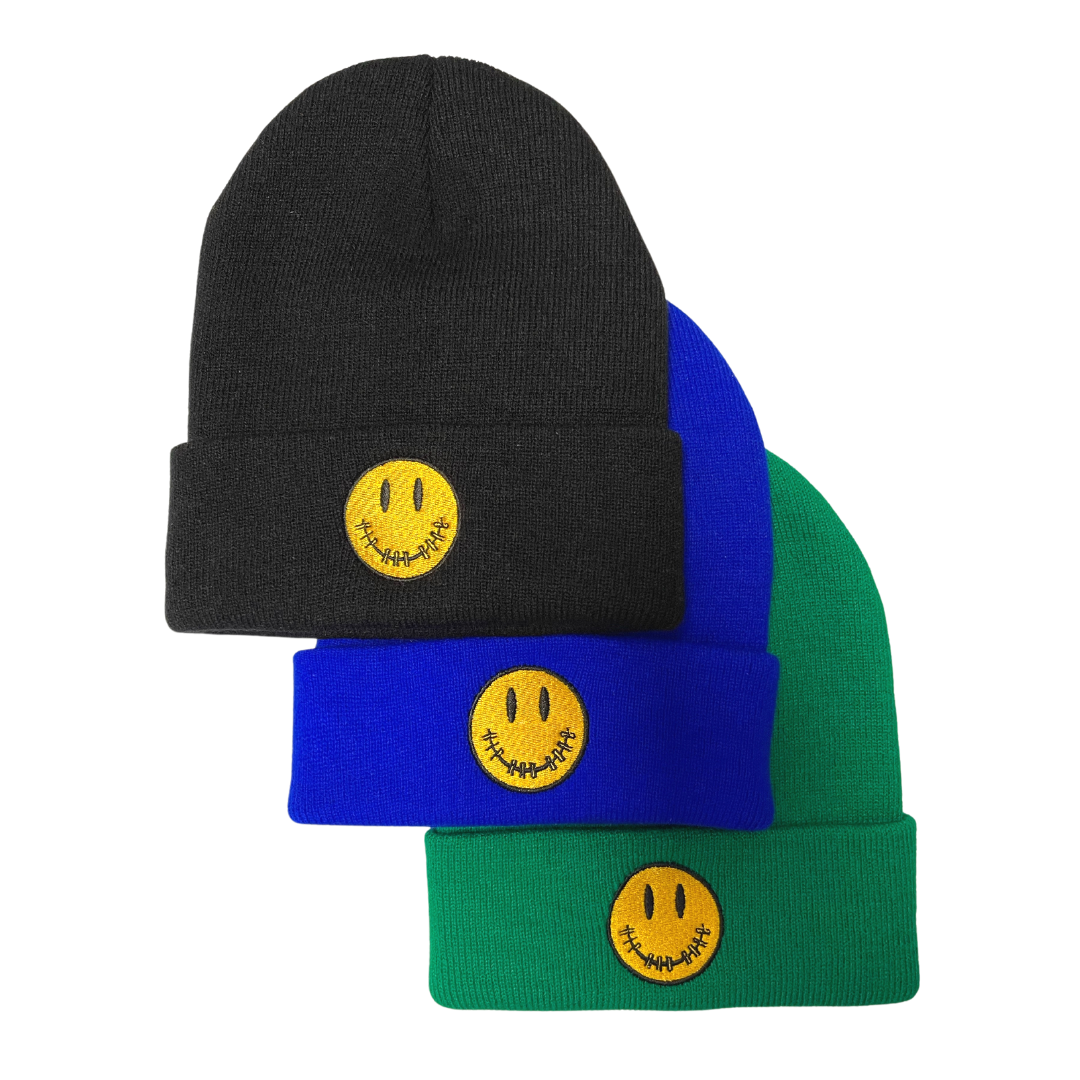 GORRO DE LANA AMARILLO CON CARITA SONRIENTE