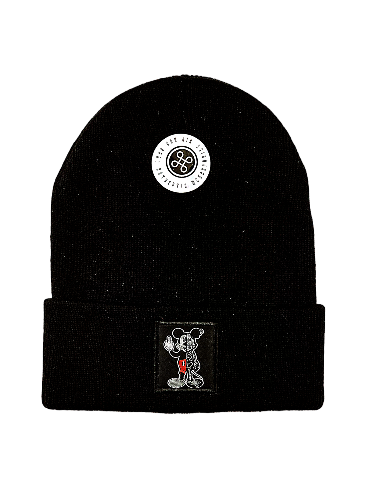 GORRO PLEGABLE (BEANNIE) DE RATÓN NEGRO TORCIDO